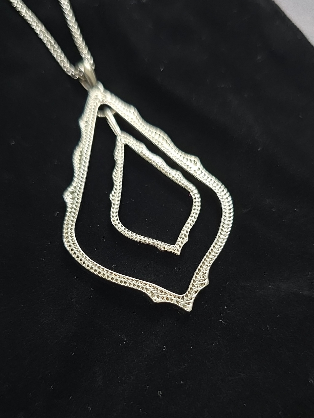 Kendra Scott Silver Double Open Teardrop Pendant Necklace